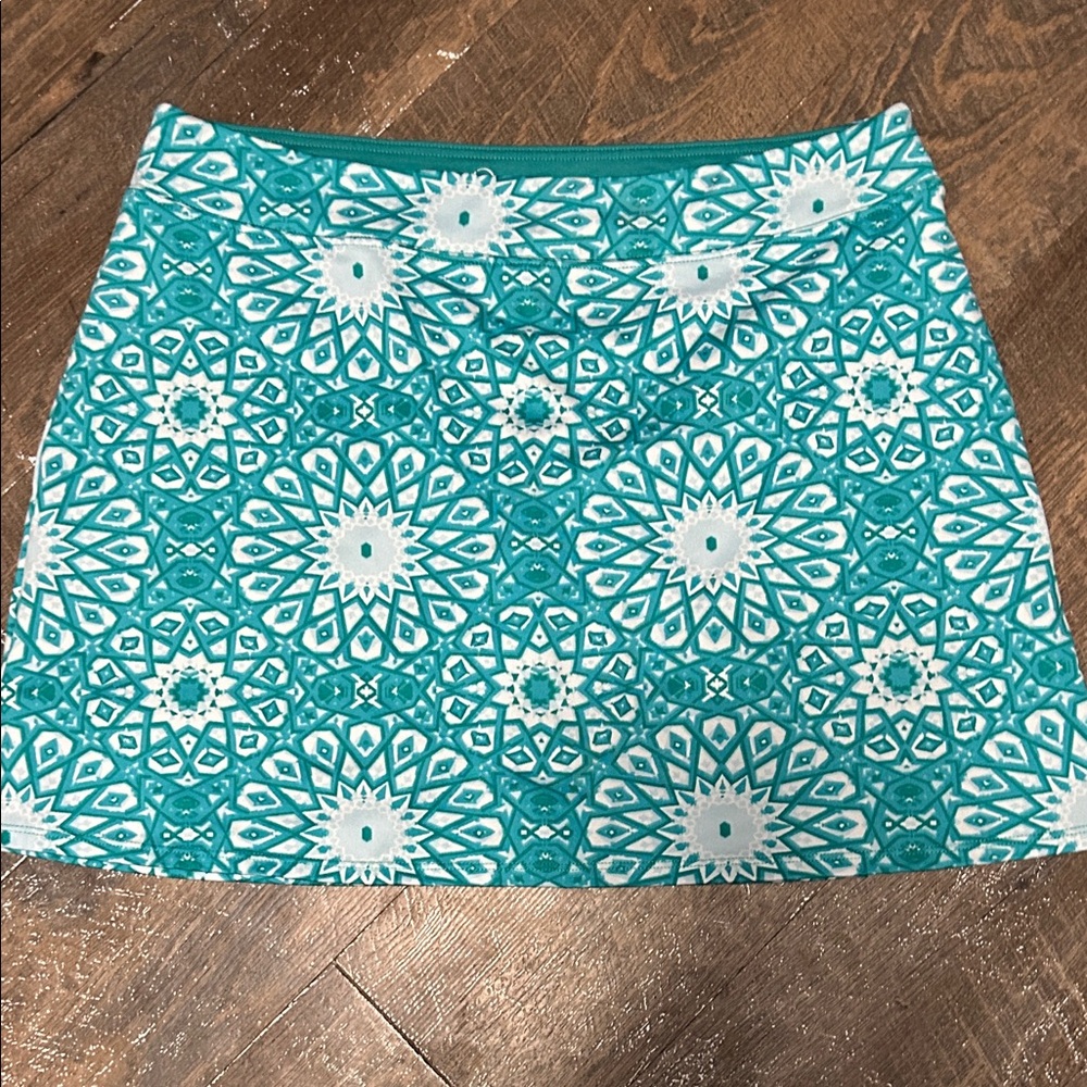 Tranquility‎ by Colorado Clothing Teal and White Printed A-Line Skort Size Large